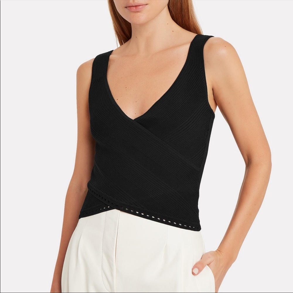 JONATHAN SIMKHAI Crossover Rib Knit Tank Top SIZE: XS